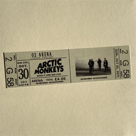 Arctic Monkeys Vintage Ticket Stub Etsy