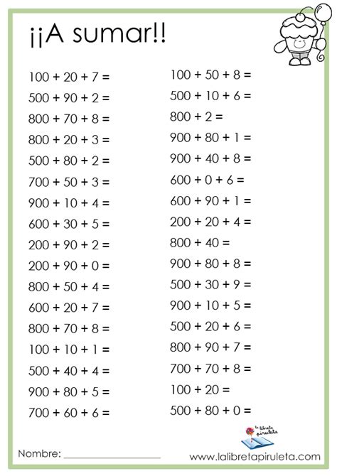 1️⃣0️⃣0️⃣ Sumas Con Centenas Exactas La Libreta Piruleta