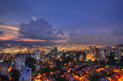 Medellin Colombia Skyline At Night 4k Hd Wallpaper