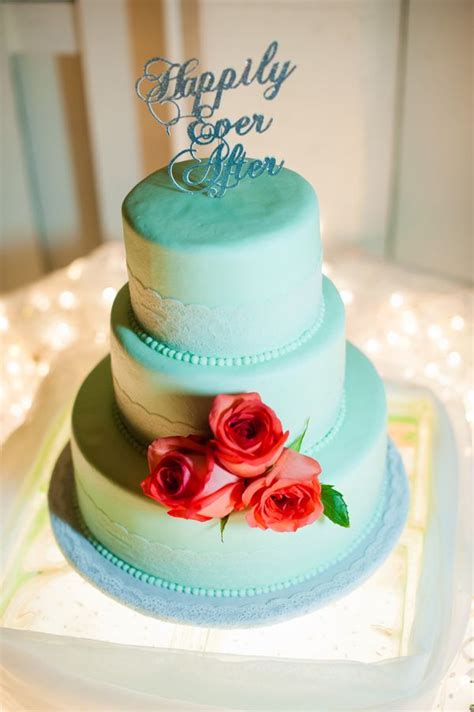 Coral Teal And Grey Beach Weddingamanda And Mark Teal Wedding Cake