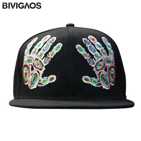 Mens Fashion Snapbacks Colorful Double Hand Fingers Embroidery Flat
