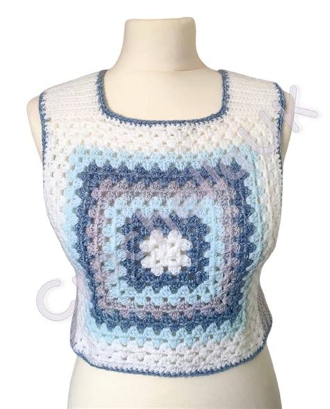 Pattern Crochet Granny Square Sweater Vest Pattern S Etsy