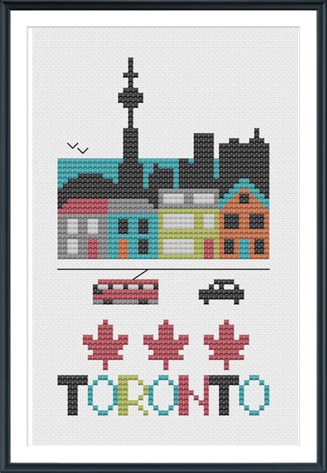 Design sizes are approximately 25w x 100h stitches. Toronto Cross Stitch Chart Instant Download | Cross stitch ...