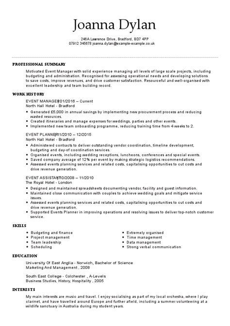 Get Noticed With Top Event Manager Cv Examples Myperfectcv