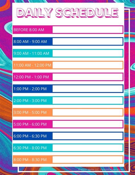 Printable Daily Routine Daily Schedule Template Homeschool Daily 14