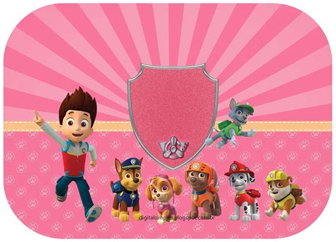 The Paw Patrol Characters Are In Front Of A Pink Background