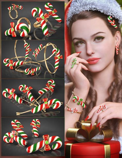 vrv candy cane jewelry for genesis 9 8 1 and 8 females daz 3d and poser
