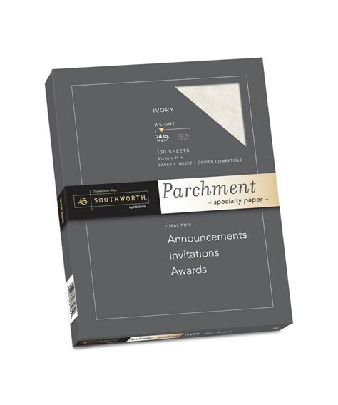 Parchment Specialty Paper 24 Lb Bond Weight 85 X 11 Ivory 100pack