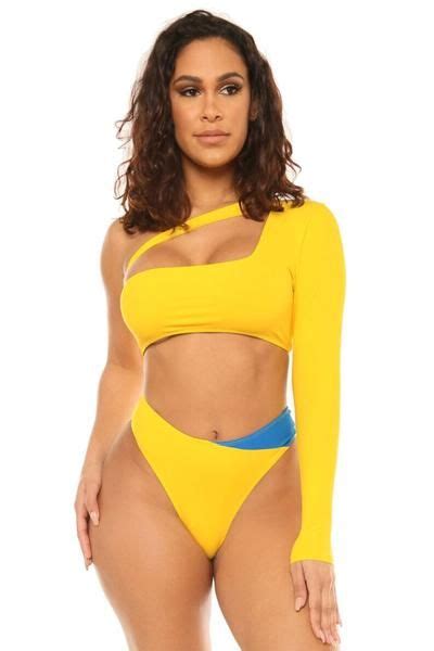 Icon Swim In 2020 Yellow Bikini High Neck Bikinis Long