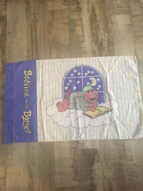 Vintage Barney The Dinosaur Pillowcase 1992 Bedtime With Barney Purple