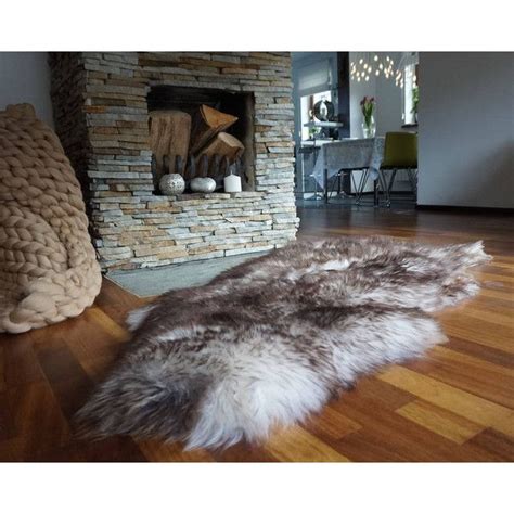 Genuine sheepskin rug silver grey very soft and thick fur. Original Giant Xxl Brown Mouflon Dyed Genuine Natural ...