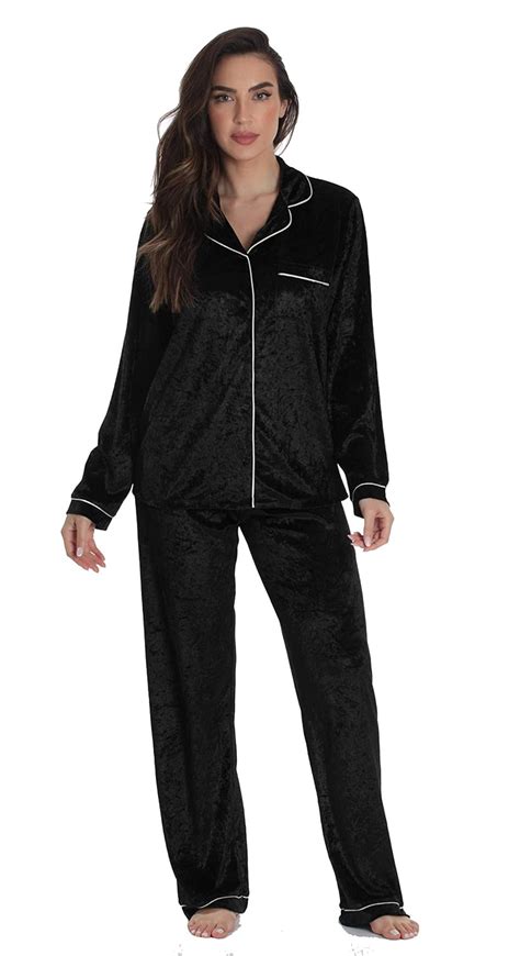 Buy Just Love Velour Pajama Pants Set For Women 6832 Blk Xl Black At