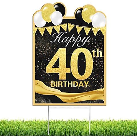 Wojogo Happy 40th Birthday Yard Sign Outdoor Lawn For Party Decoration
