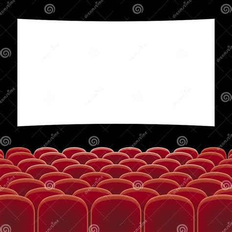 Cinema Theater With Blank Screen And Red Chairs Stock Illustration