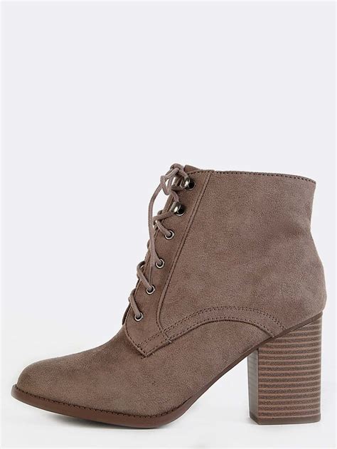Lace Up Suede Ankle Boots TAUPE SheIn Sheinside