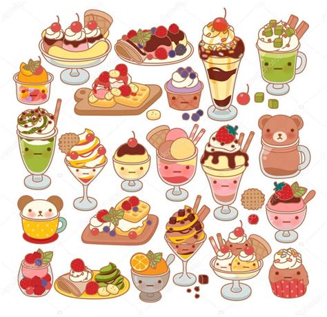 Collection Of Lovely Baby Sweet Dessert Doodle Icon Cute Dessert