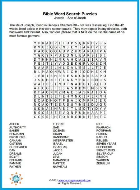 Printable Bible Word Searches From Genesis Bible Less