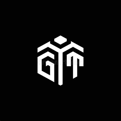 Gt Monogram Logo With Abstract Hexagon Style Design Template Stock