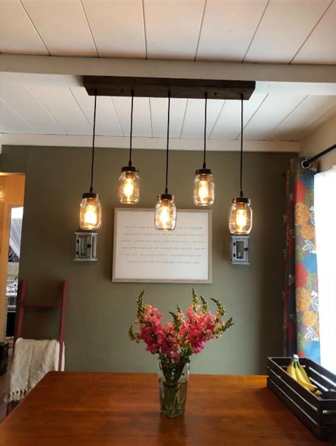 Farmhouse Lighting Above Dining Table