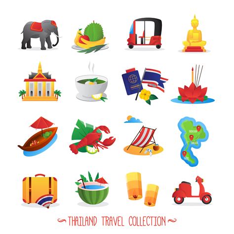 Thailand Travel Flat Icons Collection 477179 Vector Art At Vecteezy