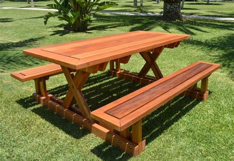 Chris S Picnic Table With Attached Benches Foreverredwood In