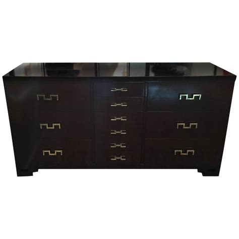 Dark Stain Burlwood Cabinet with Original Brass Key Hardware on DECASO.com | Burled wood, Dark ...