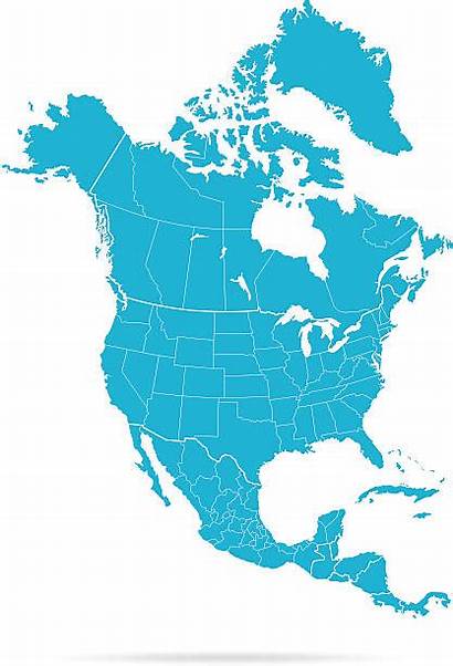 America North Map Vector Illustration Clip Colored