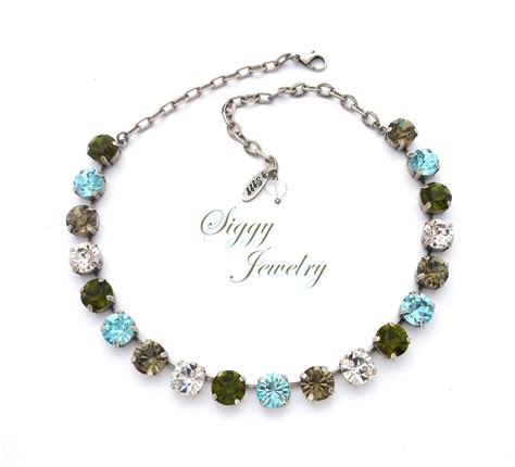 Crystal Bracelet Necklace Or Set 11mm 47ss Chatons Olive Etsy