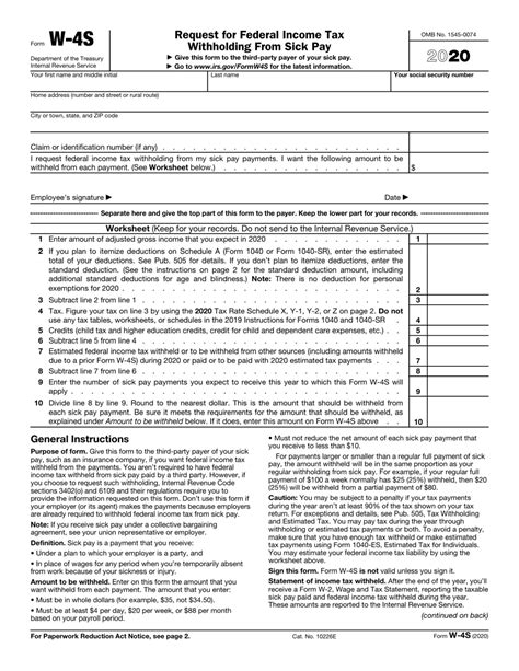 Irs Form W 4s 2020 Fill Out Sign Online And Download Fillable Pdf