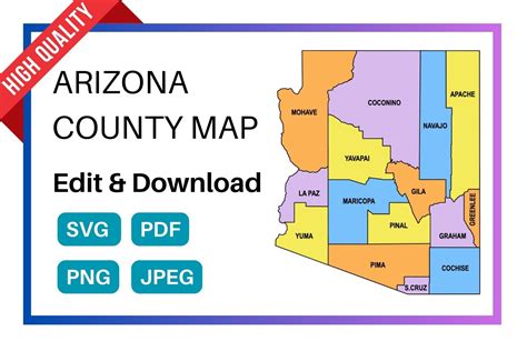 Arizona County Map Editable And Printable State County Maps