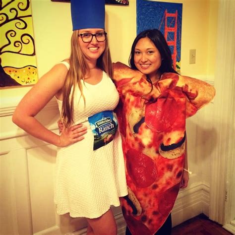 Slice Of Pizza And Ranch Homemade Halloween Couples Costumes