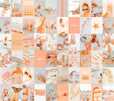 Peach Aesthetic Wall Collage Light Colors Wall Collage Kit Etsy