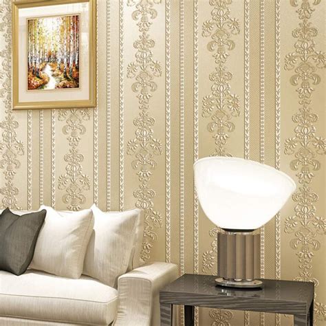 Luxury Damask Floral Vertical Striped Non Woven Wallpaper Roll Papel De