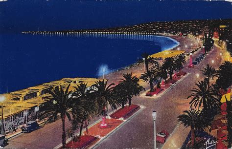 Nice La Promenade Des Anglais La Nuit Carte Postale Ancienne Et Vue