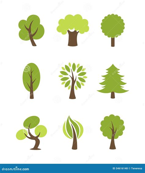 Tree Icons Set Royalty Free Stock Photos Image 34616148