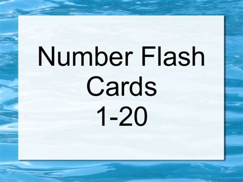Or put them around the room and find them one by one. Number flash cards 1 20