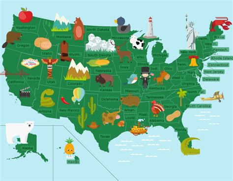 The Us 50 States Cartoon Version Map Quiz Game Seterra