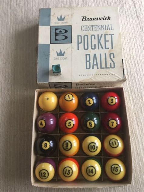 Nos 60s Vintage Brunswick Centennial Gold Crown Pocket Balls Pool