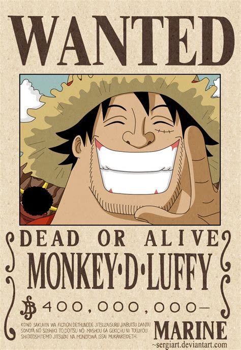 Monkey D Luffy Wanted Poster By SergiART On DeviantArt