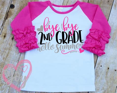 Ruffle Sleeve Raglan "Bye Bye 2nd Grade Hello Summer ...