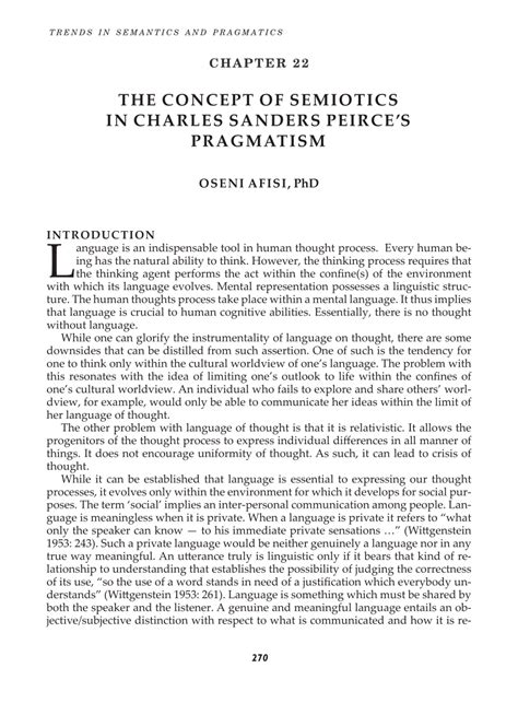 Pdf The Concept Of Semiotics In Charles Sanders Peirces Pragmatism
