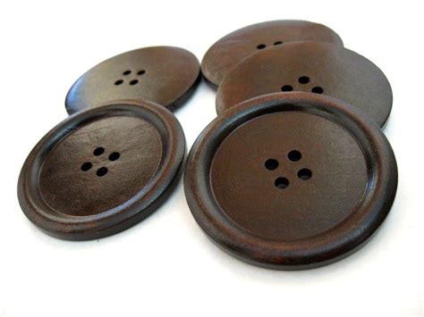 Large Wood Button In Dark Brown 2 Set Of 3 Etsy Wood Button Sewing