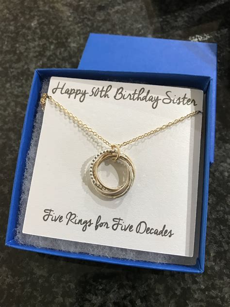 See more ideas about sister gifts, sister jewelry, sister christmas. 50th Birthday Necklace For Sister 50th Birthday Gift Five ...