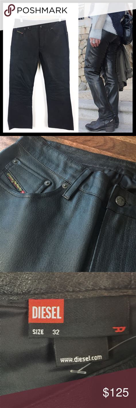 Sold 💛 Diesel 100 Leather Black Jeans Pants Black Jeans Pants