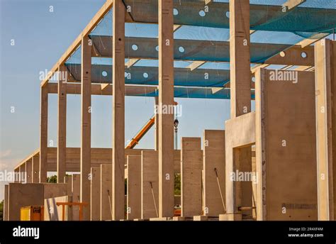 Construction Site With Precast Concrete Parts Stock Photo Alamy