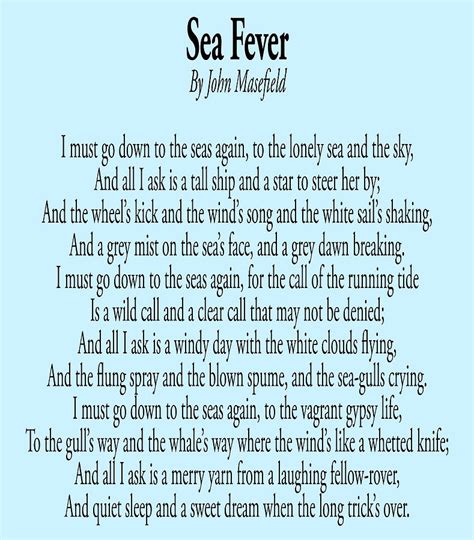 Poetry Poem Sea Fever By John Mansfield Digital Art By Tom Hill Pixels Merch