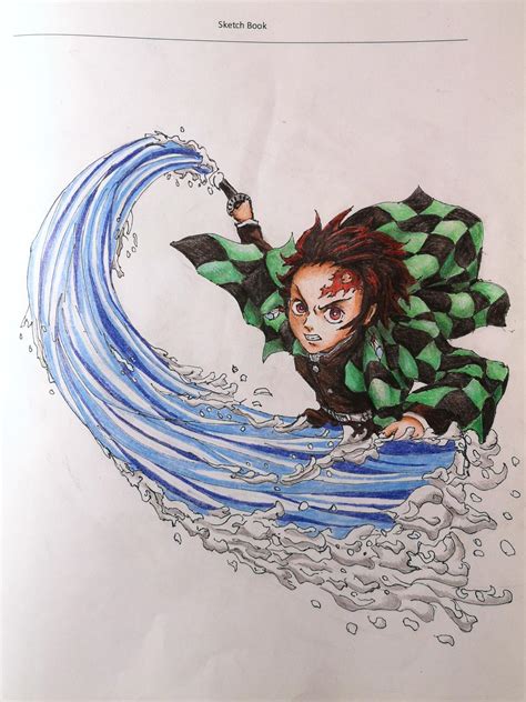 My drawing of Tanjiro's water breathing technique : r/DemonSlayerAnime