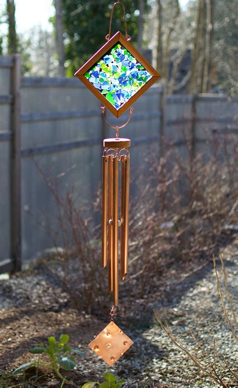 Wind chimes make a perfect gift for that special someone! Wind Chime Cooling Soothing Blues Greens Outdoor Large ...