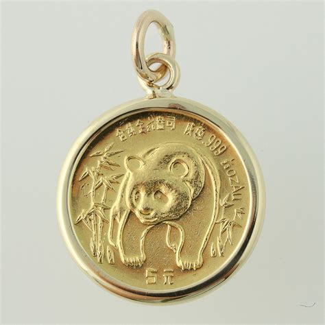 1986 Panda Coin Charm 14k Yellow Gold 999 Fine Gold Chinese Asian