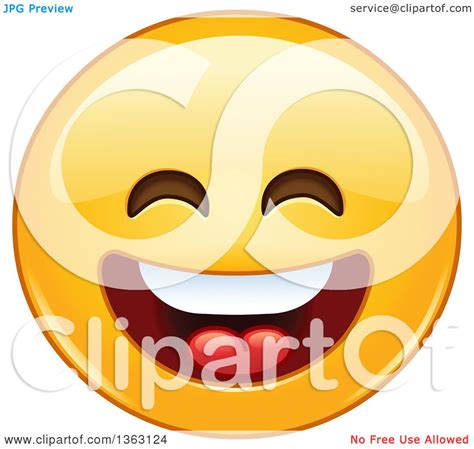 Clipart Of A Cartoon Yellow Smiley Face Emoticon Emoji Laughing